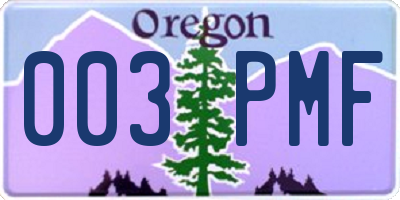 OR license plate 003PMF