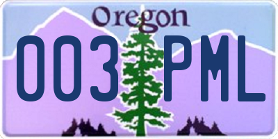 OR license plate 003PML