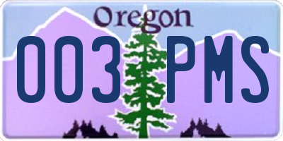 OR license plate 003PMS