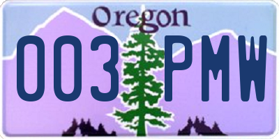 OR license plate 003PMW