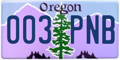 OR license plate 003PNB