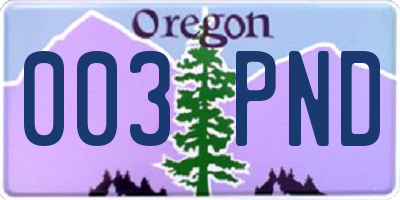 OR license plate 003PND