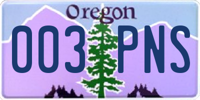 OR license plate 003PNS