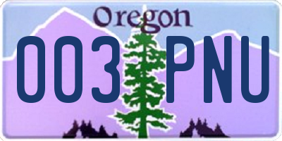 OR license plate 003PNU