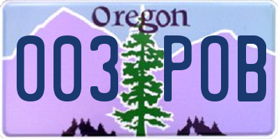 OR license plate 003POB