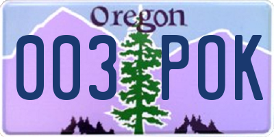 OR license plate 003POK
