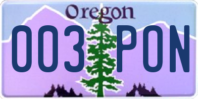 OR license plate 003PON
