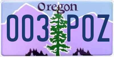 OR license plate 003POZ