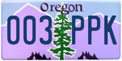 OR license plate 003PPK