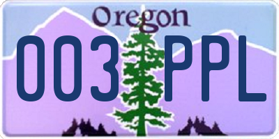 OR license plate 003PPL