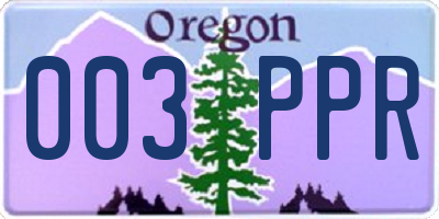 OR license plate 003PPR