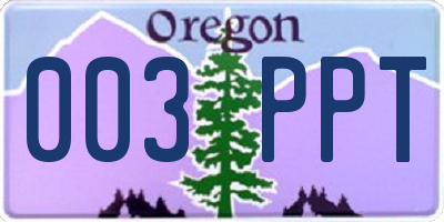 OR license plate 003PPT