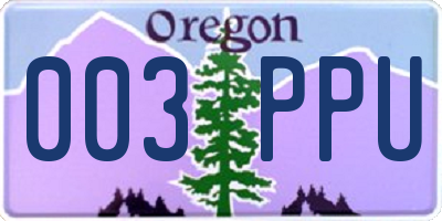 OR license plate 003PPU