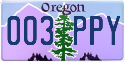 OR license plate 003PPY