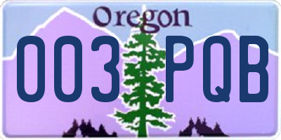 OR license plate 003PQB