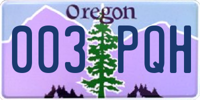 OR license plate 003PQH