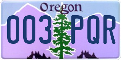 OR license plate 003PQR