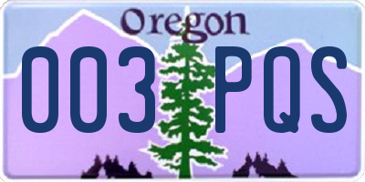 OR license plate 003PQS