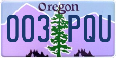 OR license plate 003PQU