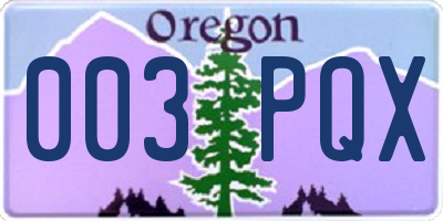 OR license plate 003PQX