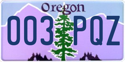 OR license plate 003PQZ