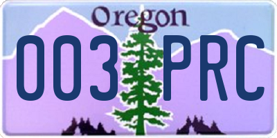 OR license plate 003PRC