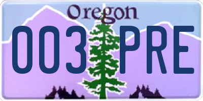 OR license plate 003PRE