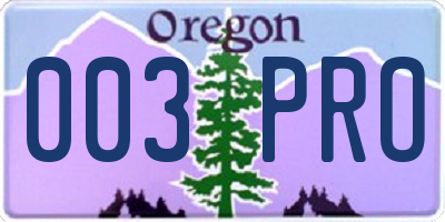 OR license plate 003PRO