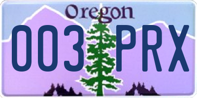 OR license plate 003PRX
