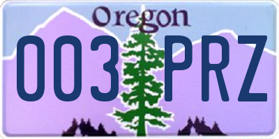 OR license plate 003PRZ