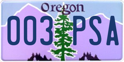 OR license plate 003PSA