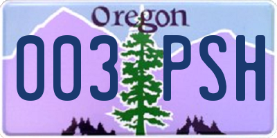 OR license plate 003PSH