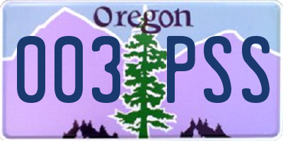 OR license plate 003PSS