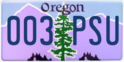 OR license plate 003PSU