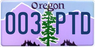 OR license plate 003PTD
