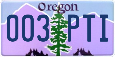 OR license plate 003PTI
