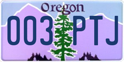 OR license plate 003PTJ