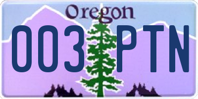 OR license plate 003PTN