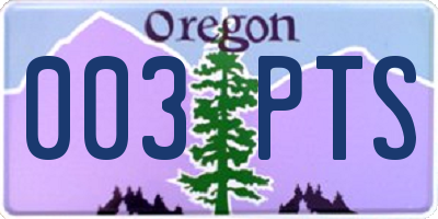 OR license plate 003PTS