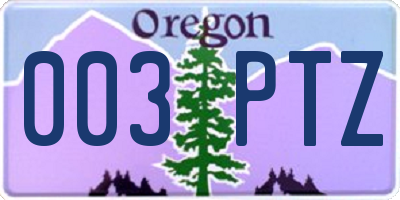 OR license plate 003PTZ
