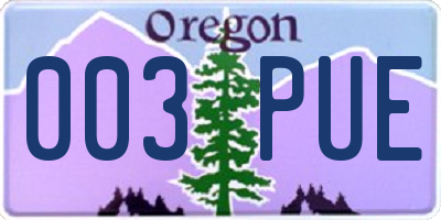 OR license plate 003PUE