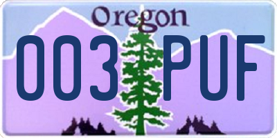 OR license plate 003PUF