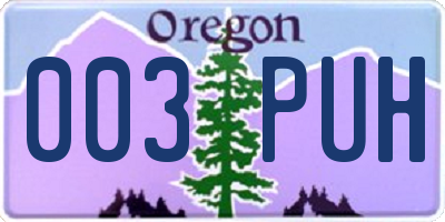 OR license plate 003PUH