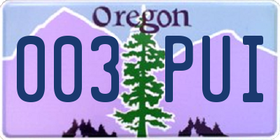 OR license plate 003PUI