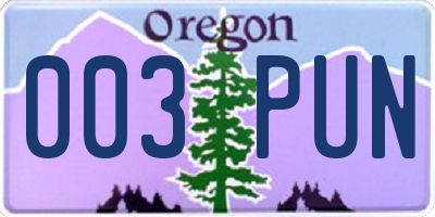 OR license plate 003PUN