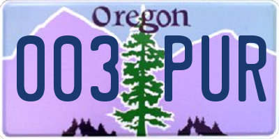 OR license plate 003PUR