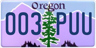 OR license plate 003PUU