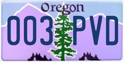 OR license plate 003PVD