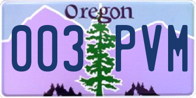 OR license plate 003PVM