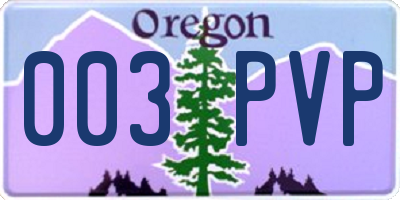 OR license plate 003PVP